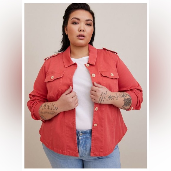 🍎 Stretch Twill Utility Jacket by Torrid size 3 - Picture 6 of 6